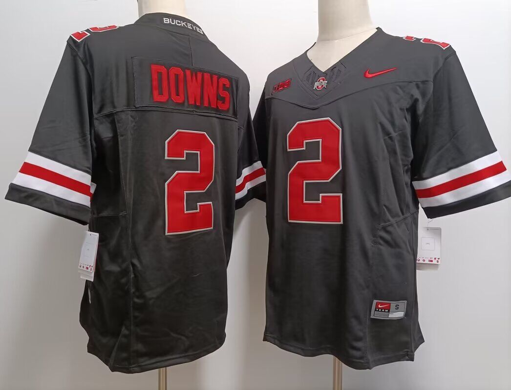 NCAA Men Ohio State Buckeyes #2 Caleb Downs black Nike jersey->ncaa teams->NCAA Jersey